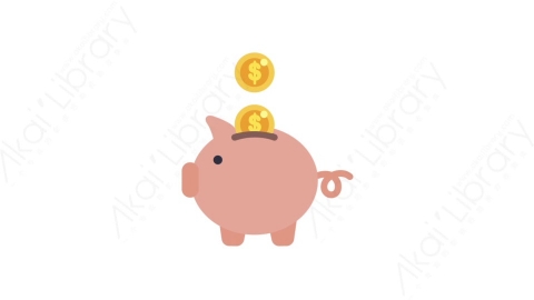 AE模板-MG扁平金融商务办公元素图标Piggy bank存钱罐