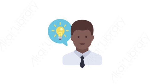 AE模板-MG扁平人物角色头像元素图标Businessman idea (two)创意商人