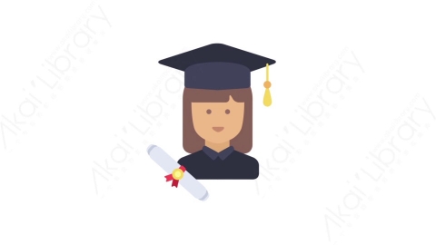 AE模板-MG扁平人物角色头像元素图标Graduate student (girl)女毕业生