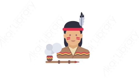 AE模板-MG扁平人物角色头像元素图标Indian man印第安男人
