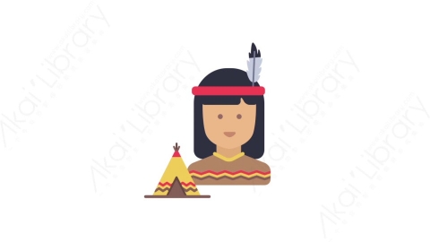 AE模板-MG扁平人物角色头像元素图标Indian woman印第安女人