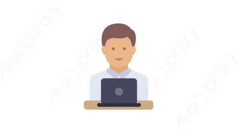 AE模板-MG扁平人物角色头像元素图标Man laptop computer人用笔记本电脑