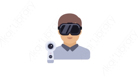 AE模板-MG扁平人物角色头像元素图标Man vr glasses男子vr眼镜