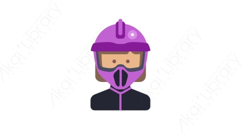 AE模板-MG扁平人物角色头像元素图标Motorcyclist (woman)女摩托车手