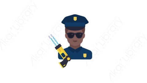 AE模板-MG扁平人物角色头像元素图标Policeman (two)警察