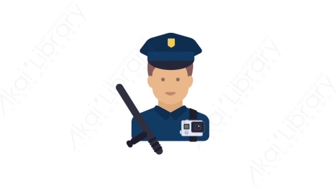 AE模板-MG扁平人物角色头像元素图标Policeman action camera警察