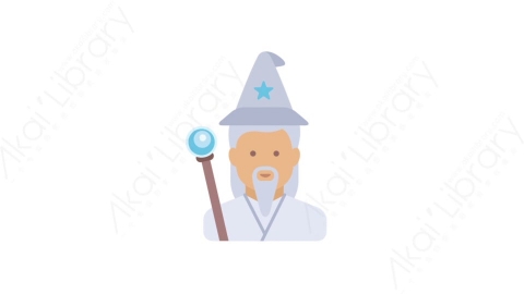 AE模板-MG扁平人物角色头像元素图标Wizard男巫