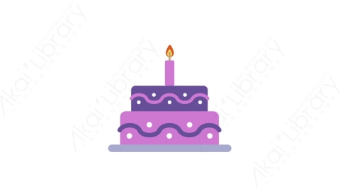 AE模板-MG扁平日常生活元素图标Birthday cake (girl)生日蛋糕