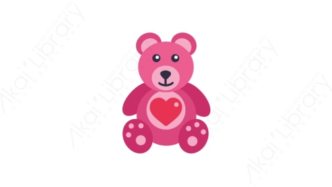 AE模板-MG扁平日常生活元素图标Heart bear玩具熊