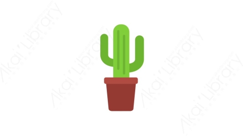 AE模板-MG扁平生态环保元素图标Cactus (one)仙人掌