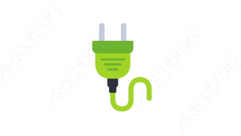 AE模板-MG扁平生态环保元素图标Green power cable插头