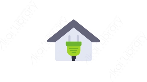 AE模板-MG扁平生态环保元素图标House green energy绿色能源房子