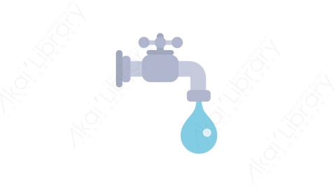 AE模板-MG扁平生态环保元素图标Water tap (water drop)水龙头