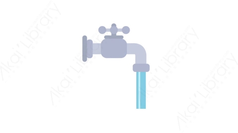 AE模板-MG扁平生态环保元素图标Water tap (water flows)水龙头