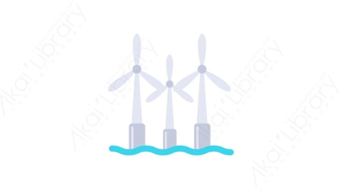 AE模板-MG扁平生态环保元素图标Wind turbines offshore风车