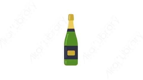 AE模板-MG扁平食物饮食元素图标Champagne bottle香槟