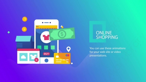 AE模板-09-onlineshopping网上购物MG扁平元素图标场景