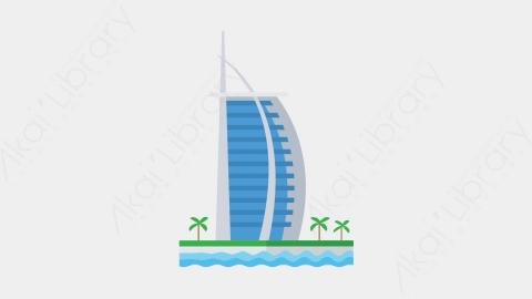 AE模板-burj al arab帆船酒店城市建筑元素图标