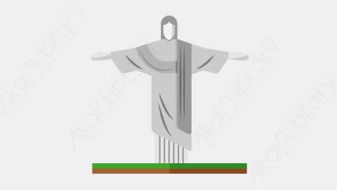 AE模板-Christ the Redeemer status基督救世主城市建筑元素图标