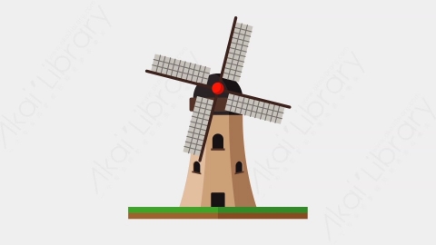 AE模板-Kinderdijk Windmill风车城市建筑元素图标