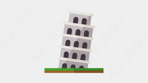 AE模板-leaning tower比萨斜塔城市建筑元素图标