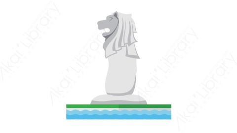 AE模板-Merlion Singapore鱼尾狮新加坡城市建筑元素图标