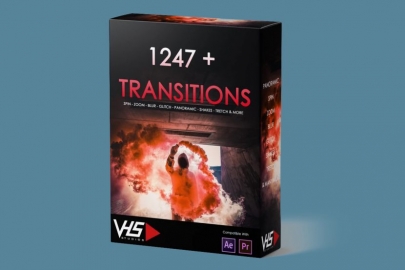 PR预设-1247种冲击缩放平移毛刺故障失真信号干扰闪白炫光视频转场PR预设VHS 1247+ Transitions Package