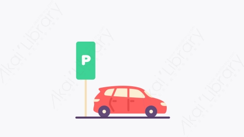 图片素材-032停车场 parking扁平MG卡通建筑物元素图标