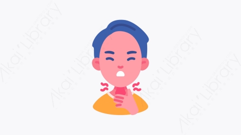 图片素材-022喉咙痛 sore throat扁平MG卡通冠状病毒COVID 19元素图标