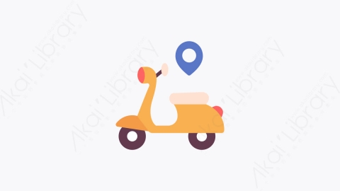 图片素材-008送货单车 delivery bike扁平MG卡通食物和交付元素图标