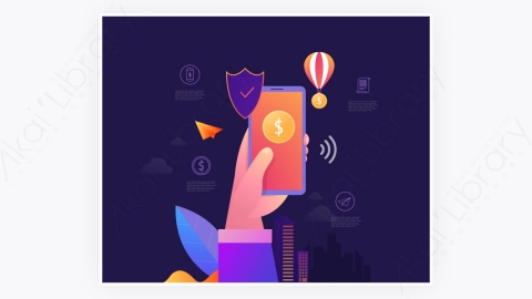 图片素材-智能手机和信用卡的在线支付保护系统概念