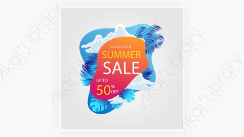 图片素材-颜色丰富多彩的夏季大减价热带树叶促销热卖折扣打折标签13