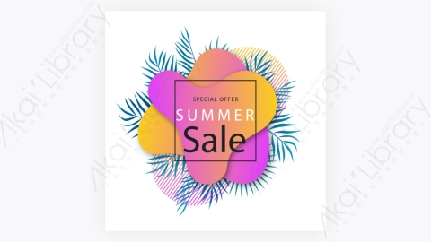 图片素材-颜色丰富多彩的夏季大减价热带树叶促销热卖折扣打折标签16