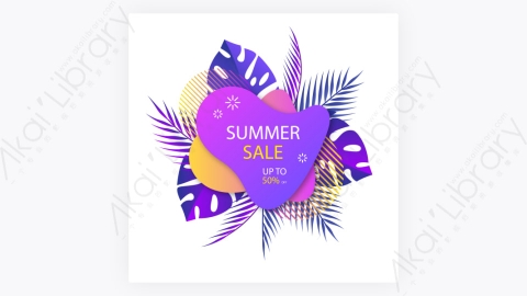 图片素材-颜色丰富多彩的夏季大减价热带树叶促销热卖折扣打折标签5