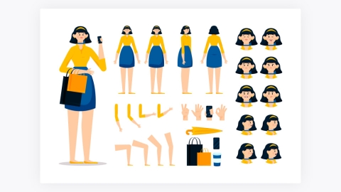图片素材-MG扁平卡通插画女性妇女角色人物1