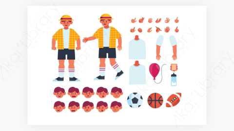图片素材-MG扁平卡通插画男孩儿童角色人物1