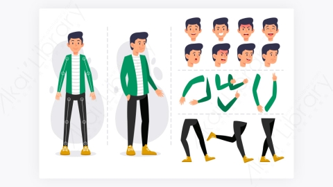 图片素材-MG扁平卡通插画骨骼关节男人角色人物8