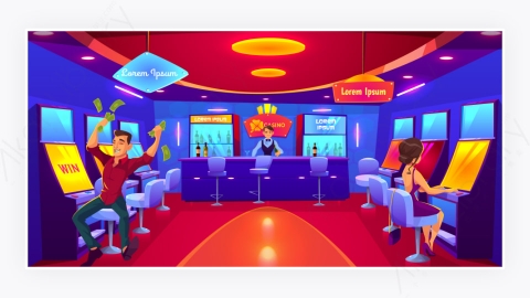 图片素材-人们在游戏厅游戏机上打游戏-4
