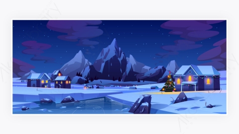 图片素材-冬季夜间雪山山景自然景观-3
