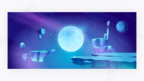 图片素材-卡通外星星球景观空间背景-4