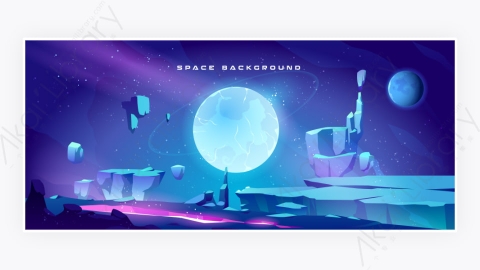 图片素材-卡通外星星球景观空间背景-6