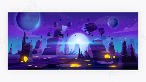 图片素材-卡通外星星球景观空间背景-7
