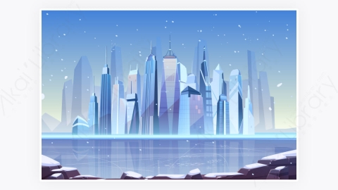 图片素材-卡通现代商业都市市中心建筑-13