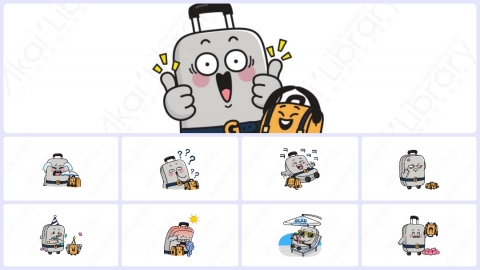 视频素材-可爱搞怪行李箱动态表情包_02