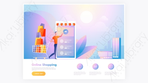 图片素材-商店互动登陆页面模板等距的矢量图