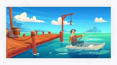 图片素材-在河湖泊或海洋景观码头上的木墩-3