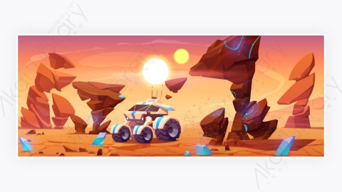 图片素材-外星星球沙漠在宇宙中火星景观-2