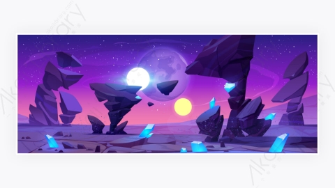 图片素材-外星星球沙漠在宇宙中火星景观-3