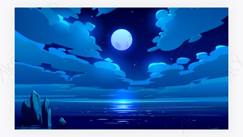 图片素材-夜间晚上沙滩海洋自然景观-5