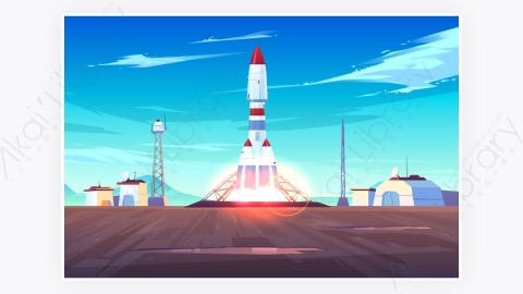 图片素材-宇宙飞船启动重型运载火箭起飞发射卫星-3